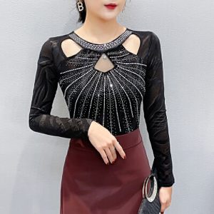 26010039 실사 큐빅 망사 티셔츠