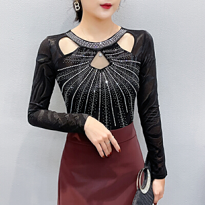 26010039 실사 큐빅 망사 티셔츠