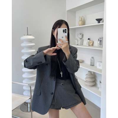 26010076 정장투피스 스트라이프자켓 치마바지
