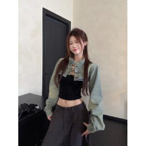 26010090 실사 데님 볼레로