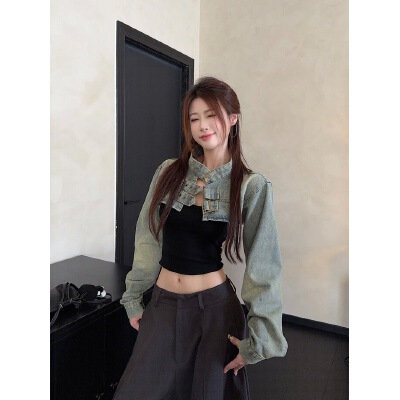 26010090 실사 데님 볼레로