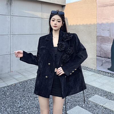 26010134 실사 카라넥 장미자켓 패딩안감