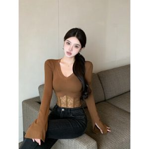 26010152 실사 브이 레이스 티셔츠