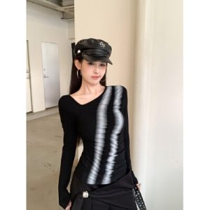 26010164 실사 언발 브이 티셔츠