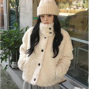 26010213 테디베어 뽀글이 양털 하이넥 자켓