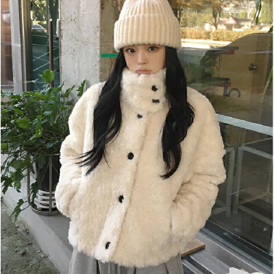 26010213 테디베어 뽀글이 양털 하이넥 자켓