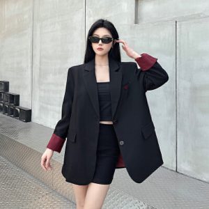 26030008 실사 카라넥 소매배색 루즈자켓