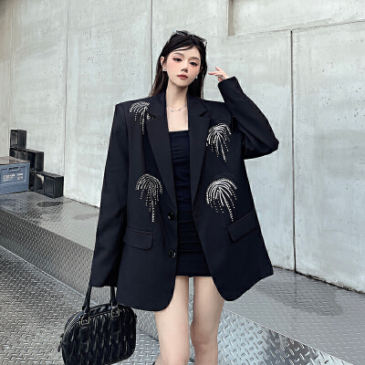 26030086 [실사] 큐빅 포인트 숄더패드 블레이저