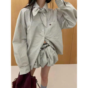 26030104 잔체크 셔츠 벌룬 숏팬츠 세트