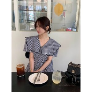 26030106 자수 피터팬 카라 블라우스