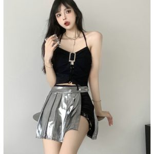 26030247 실사 버클나시 언발 레이어드 스커트팬츠 무대의상 세트