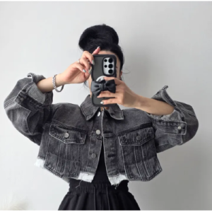 26030298 26030298 배색 싱글버튼 데님 자켓 (캐주얼 데일리 아우터)