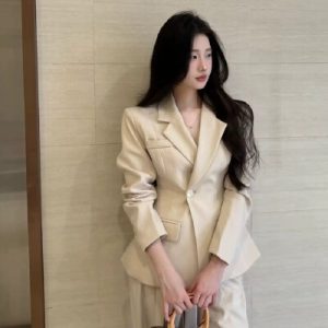 26030299 26030299 테일러드 슬림 자켓 와이드 슬랙스 세트 (하이엔드 오피스룩)