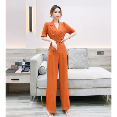 26030376 실사 카라 더블버튼 슬림핏 허리라인 점프수트 (롱팬츠)