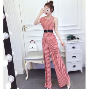 26040009 실사 트렌디 스트라이프 언발 점프수트