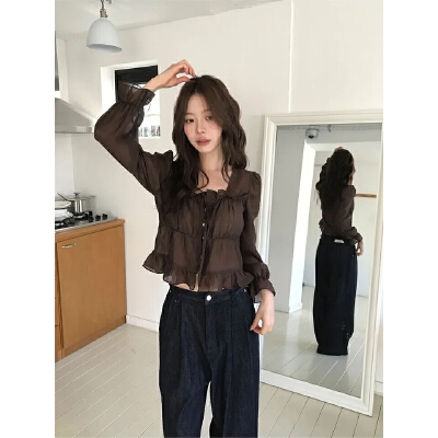 26040058 러블리 셔링 허리라인 쉬폰 블라우스