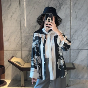 26040141 새틴 노카라 프린팅 셔츠