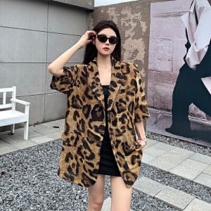 26040156 레오파드 루즈핏 반팔 셔츠 자켓