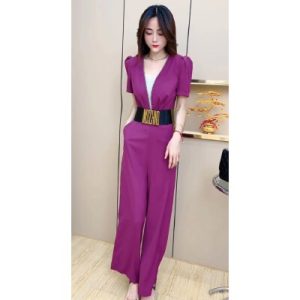 26040267 배색 슬림핏 와이드 점프수트