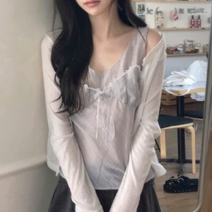 26040325 레이스  셔링 뷔스티에 레이어드 나시탑
