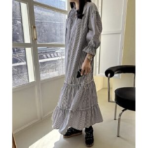 26050015 스트라이프 캉캉 셔츠원피스