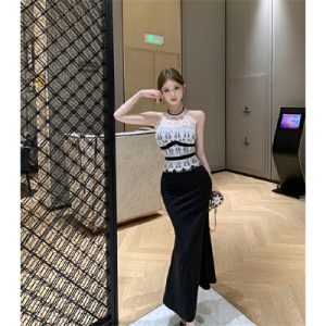 26050108 레이스 배색 민소매 원피스