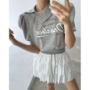 26050124 퍼프소매 언발카라 티셔츠
