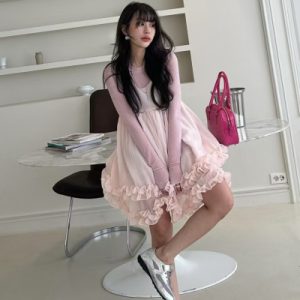 26050136 플라워 레이스 나시 루즈핏 원피스