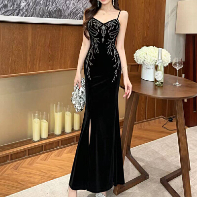 26050175 글램핏 슬릿 이브닝드레스