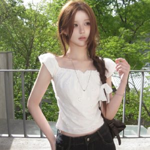 26050217 슬림핏 크롭 반팔탑