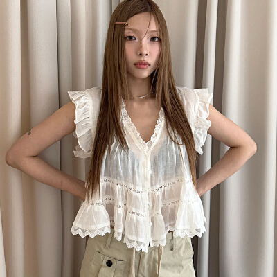 26060150 [여리핏/동안코디] 브이넥  반팔 셔츠 / 핀턱 블라우스 루즈슬림핏 여름 신상 출근룩 데이트룩 마실룩 카페나들이룩