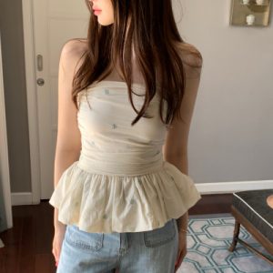 26060183 [디자인컷/여리핏] 셔링 드레이핑 페플럼 뷔스티에 탑 핫걸룩