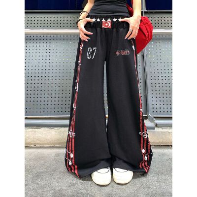 26060211 [디자인컷/빈티지Y2K] 사이드 라인 배색 와이드 팬츠꾸안꾸
