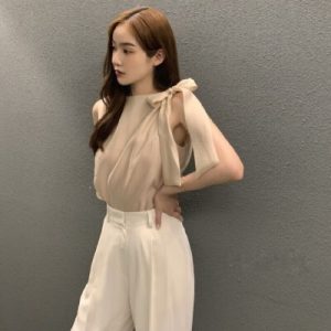 26060231 [데일리웨어] 노슬리브 빅리본 블라우스
