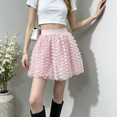 26060252 [키치룩] 볼륨 샤 캉캉 미니 스커트
