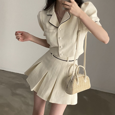 26070008 [꾸안꾸] 카라 크롭 셔츠 셋업