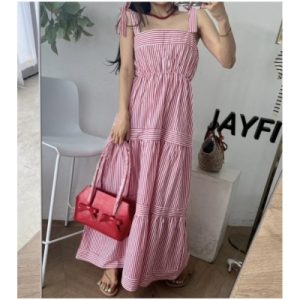 26070026 [로맨틱] 셔링 캉캉 롱 원피스
