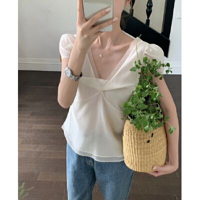 26070086 [청순룩] 여리여리  브이넥 쉬폰 반팔 블라우스