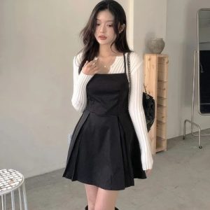 26070182 [모던] 복고 끈나시 미니원피스