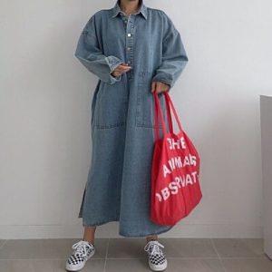 26070194 [데일리] 데님 롱 원피스