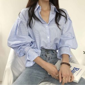 26070232 [캐주얼] 스트라이프 소매프릴 셔츠