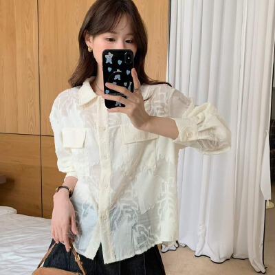 26070233 [로맨틱] 레이스 디테일 백주름 블라우스
