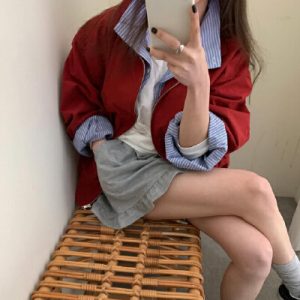 26070274 [시크] 스트라이프 배색 카라 가디건 자켓 아우터