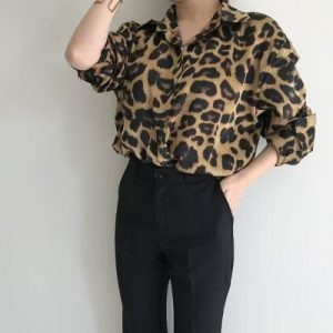 26070293 [시크] 레오파드 카라 싱글버튼 루즈핏 셔츠 블라우스