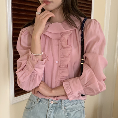 26080022 [실사/시크] 러플  루즈핏 롱 소매 셔츠
