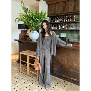 26080057 26080057 언발란스 스트라이프 나시 가디건 팬츠 세트
