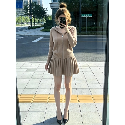 26080135 가을 후드집업 주름스커트 셋업