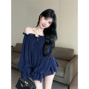 26080309 26080309 러플 레이어드 스트링 시어 오프숄더 블라우스