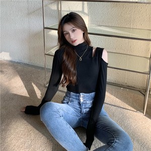 26080352 하프넥 어깨트임 슬림 긴팔 티셔츠