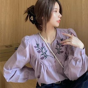 26080359 프렌치 자수 셔츠 긴팔 블라우스